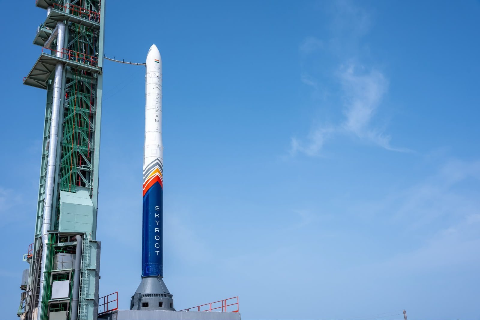Skyroot Aerospace's Vikram-1 rocket on the launch pad