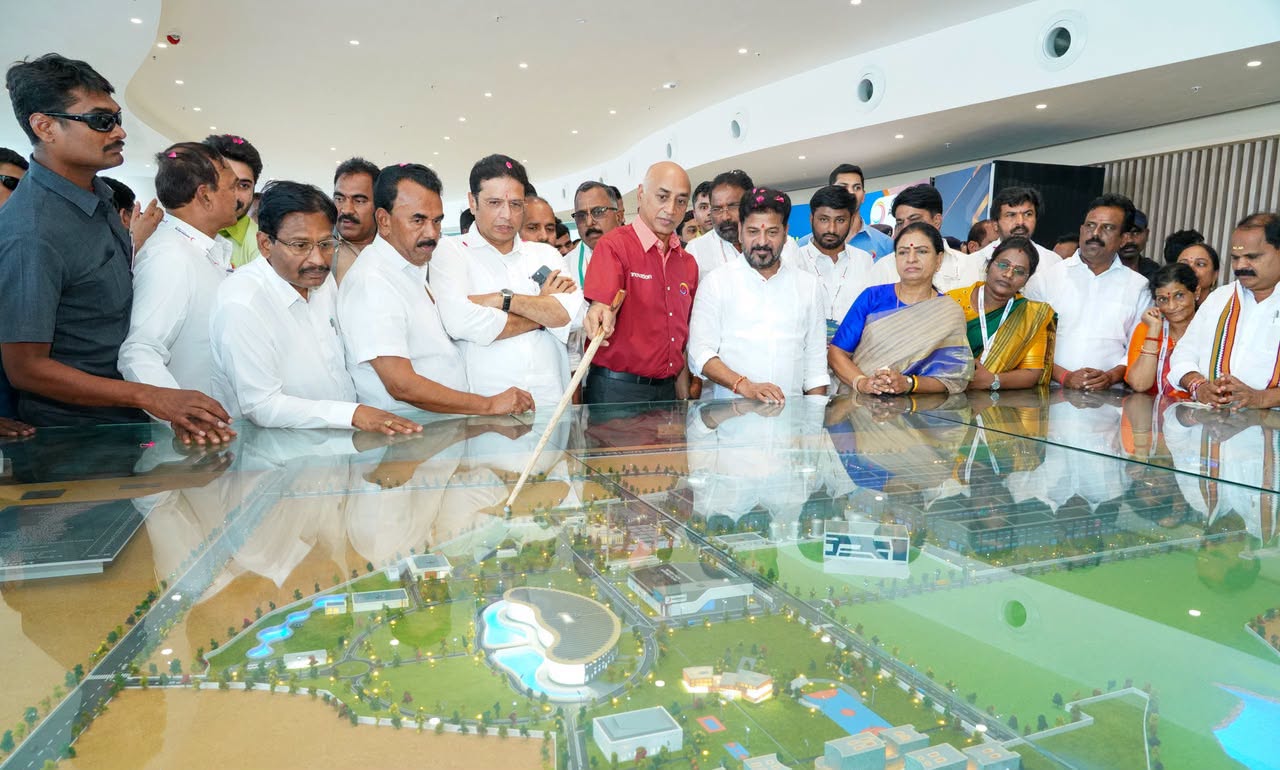 A manufacturing campus model on display