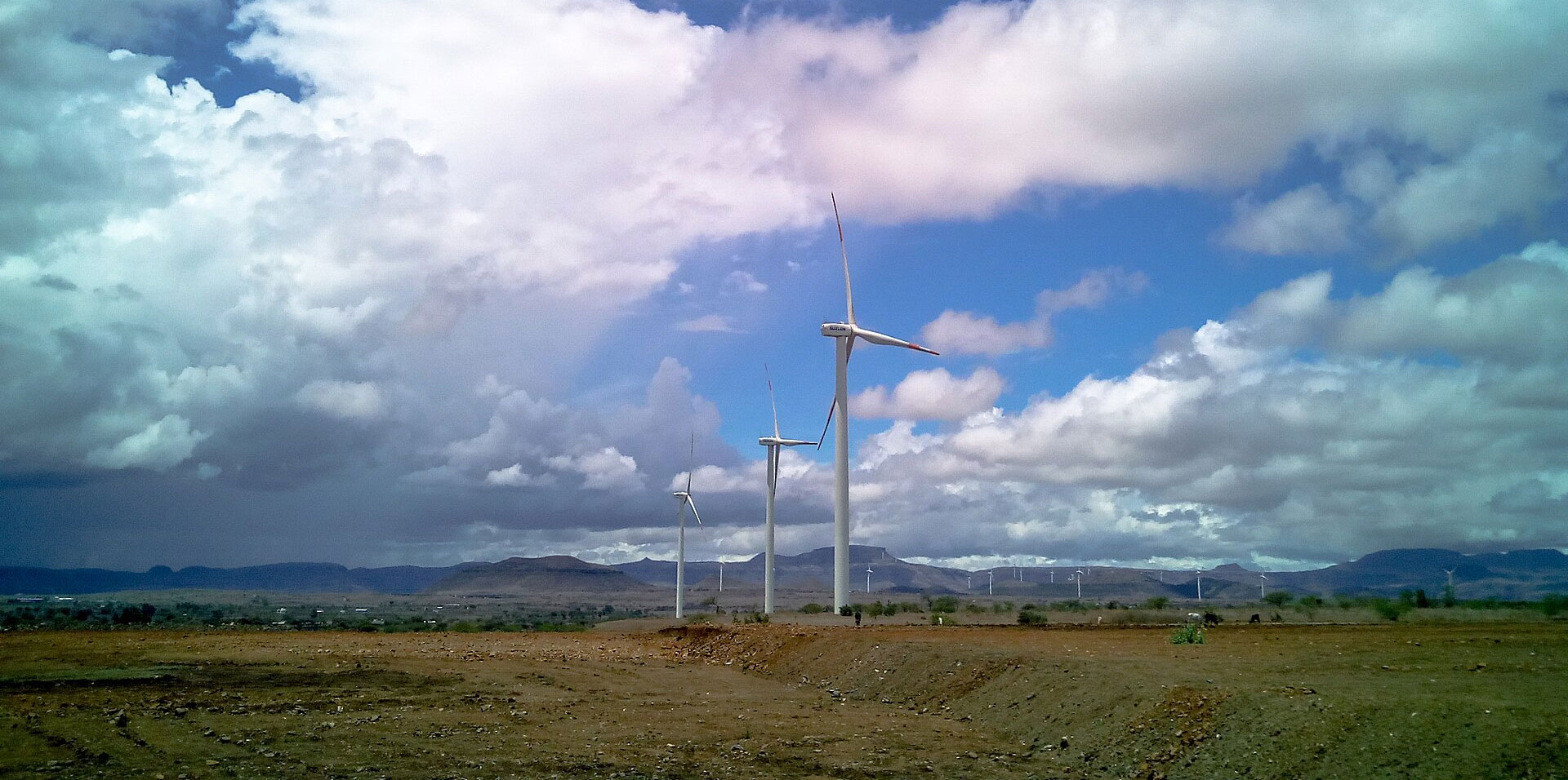Wind turbines at a Suzlon wind-power installation