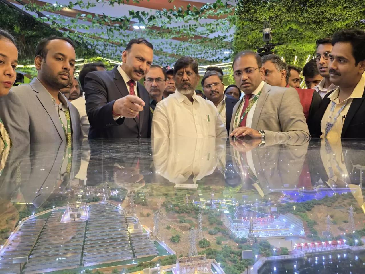 A renewable energy project model on display