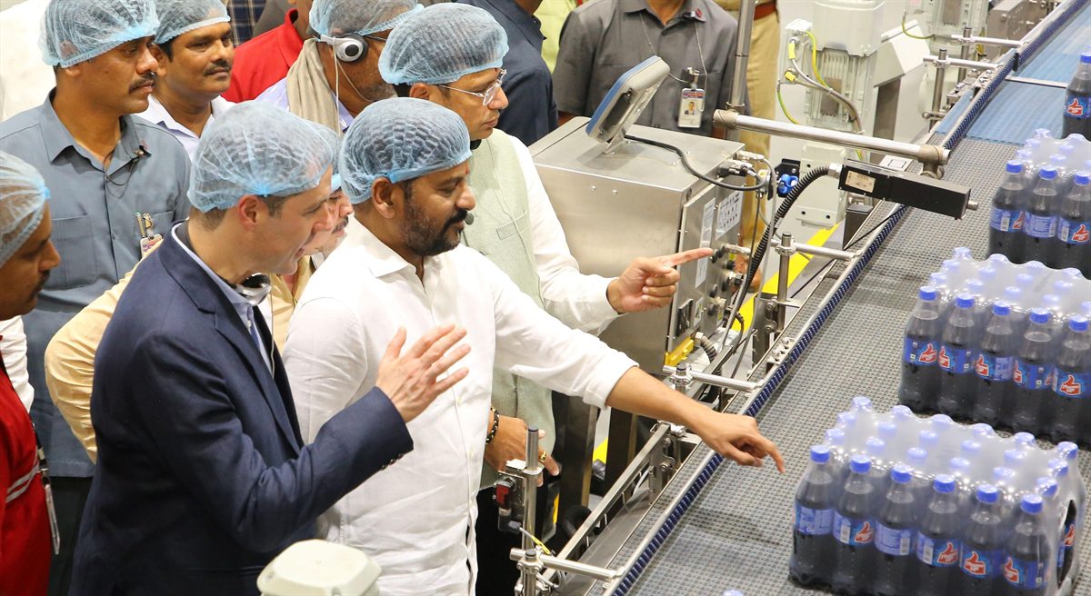 A beverage bottling line in Telangana