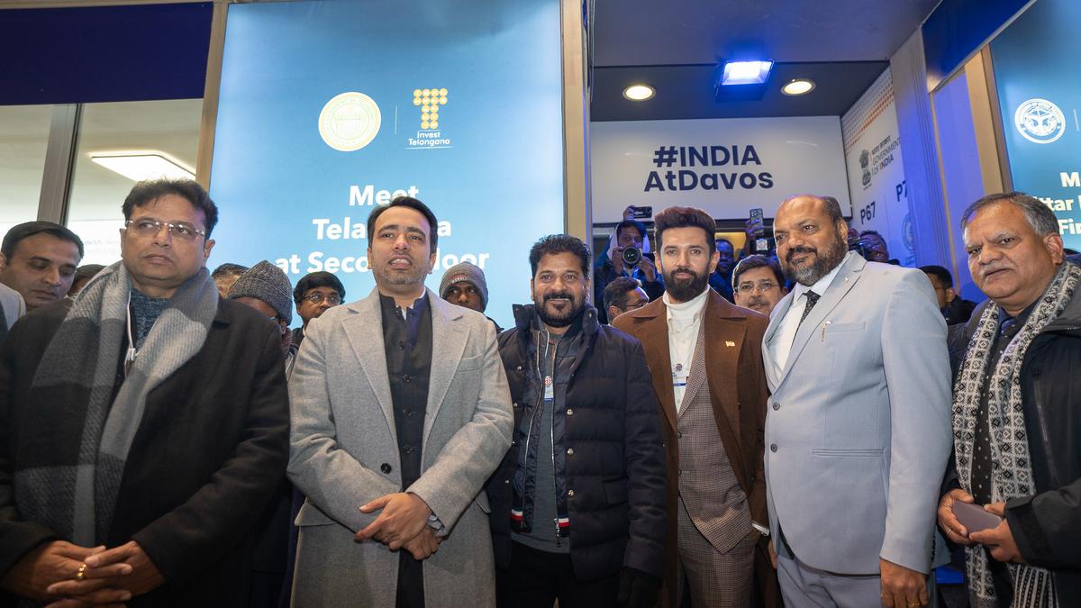 Telangana delegation at the India and Telangana pavilions at Davos