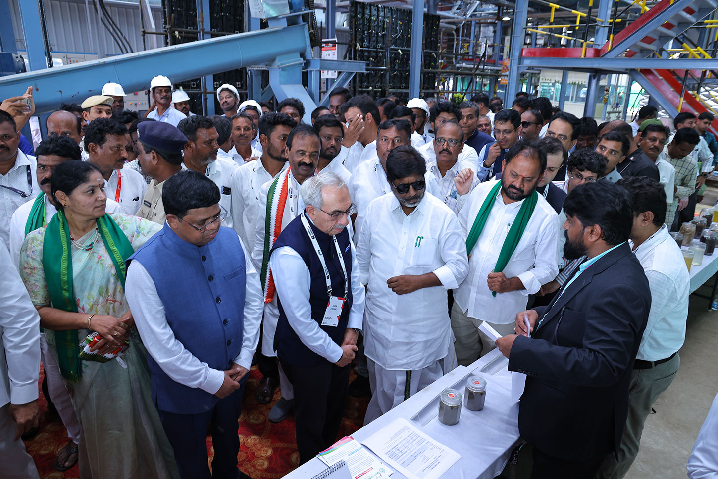 Guests touring the production floor at the Godrej unit inauguration in Khammam