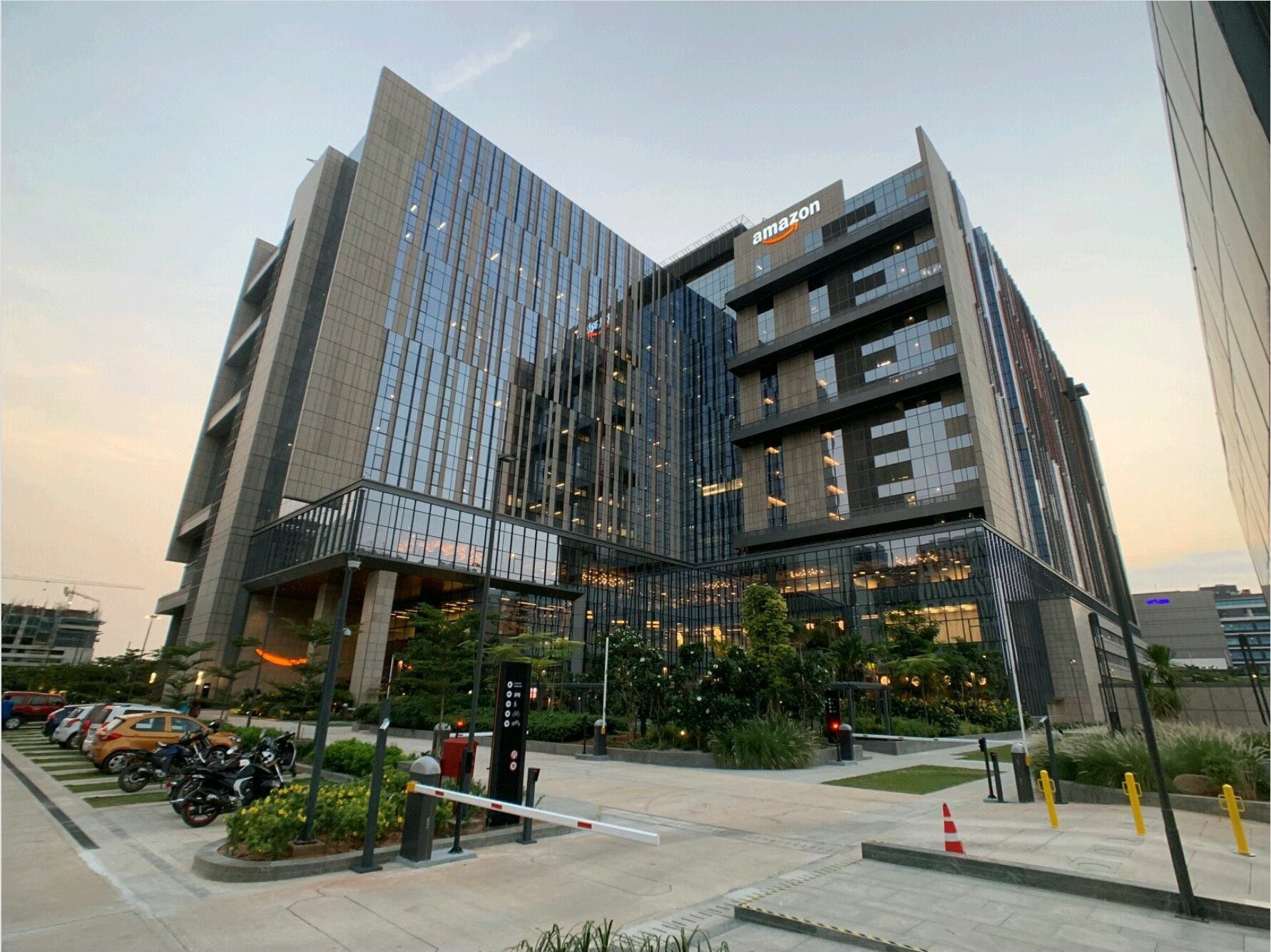 A technology campus in Hyderabad at dusk
