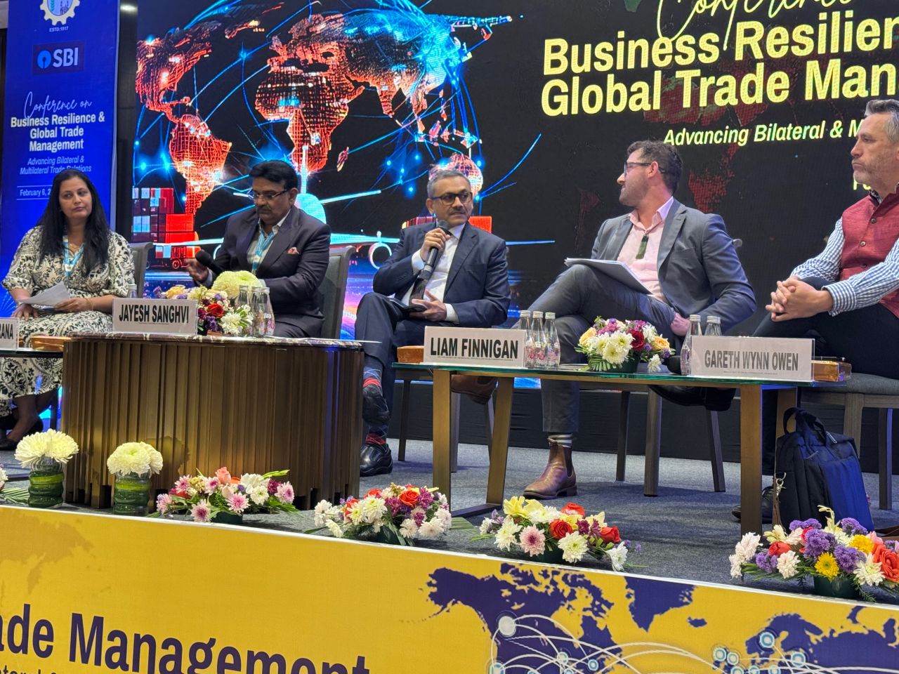 A panel at the global trade event organised by FTCCI on business resilience and trade management