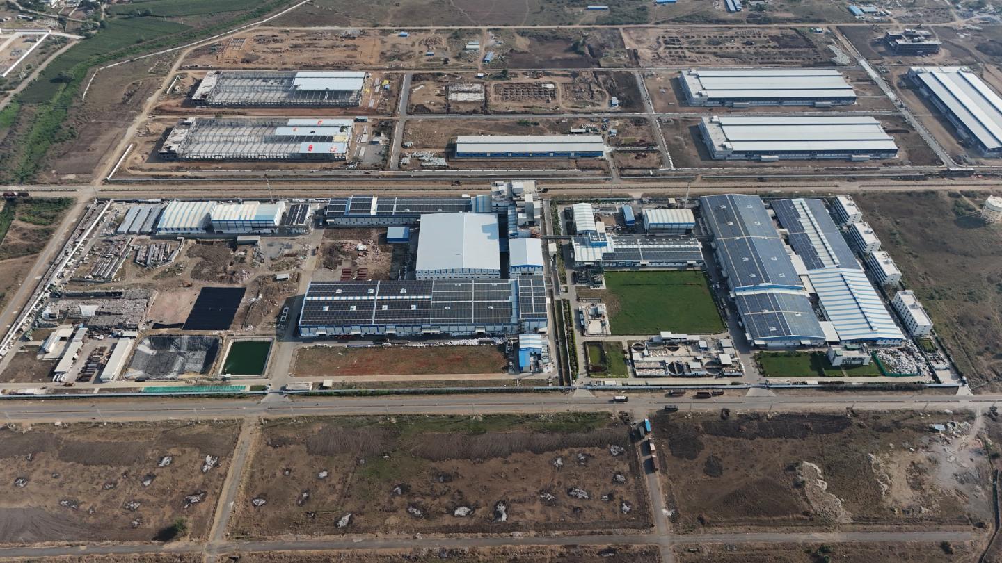 Another aerial view of the Ganesha area of the textile park