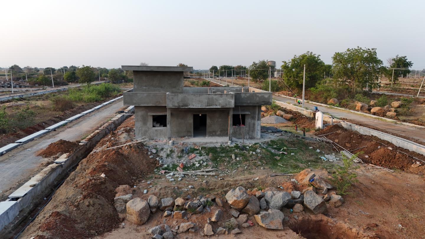 Aerial view of the gram panchayat area