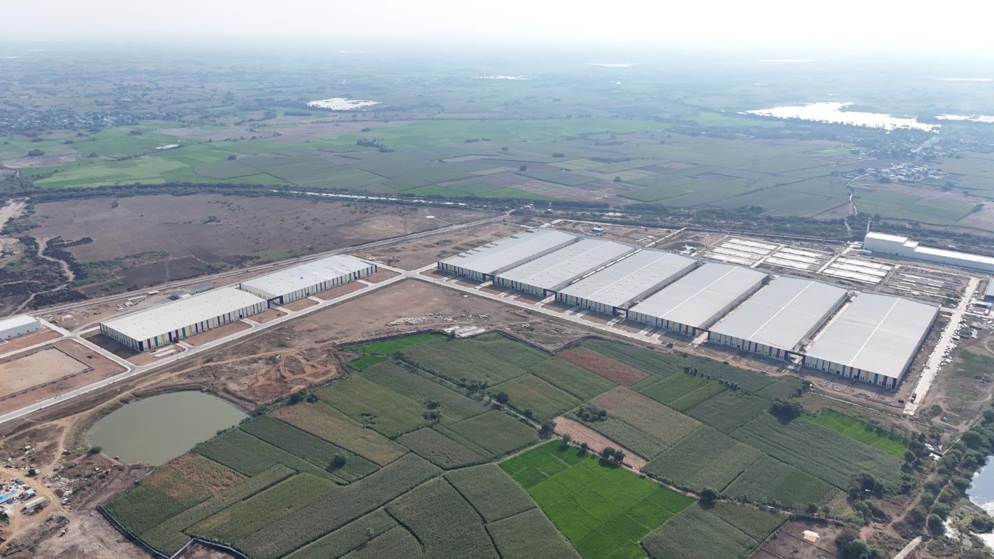 The Kitex Garments factory buildings, seen from above