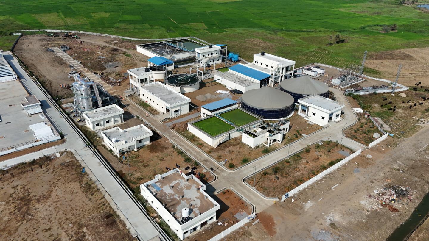Aerial view of the textile park, looking across the factory plots
