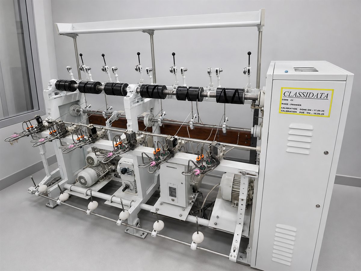 Yarn testing equipment in a mill laboratory