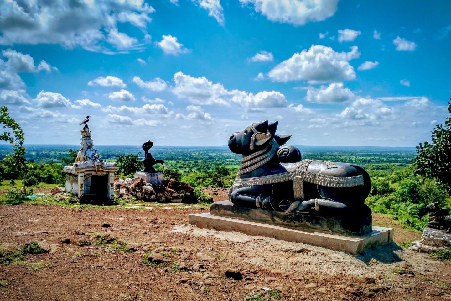 A Nandi statue on the Ananthagiri Hills, Vikarabad