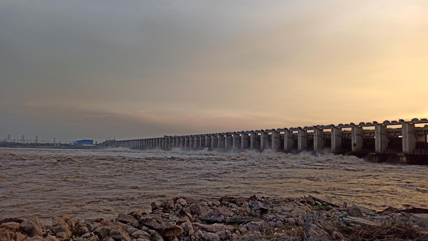 The Jurala Project at dusk, Mahabubnagar