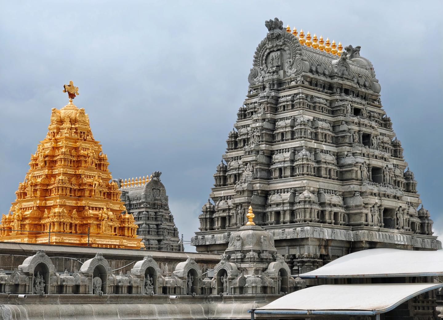 The gopurams of Yadagirigutta Temple, Yadadri Bhuvanagiri