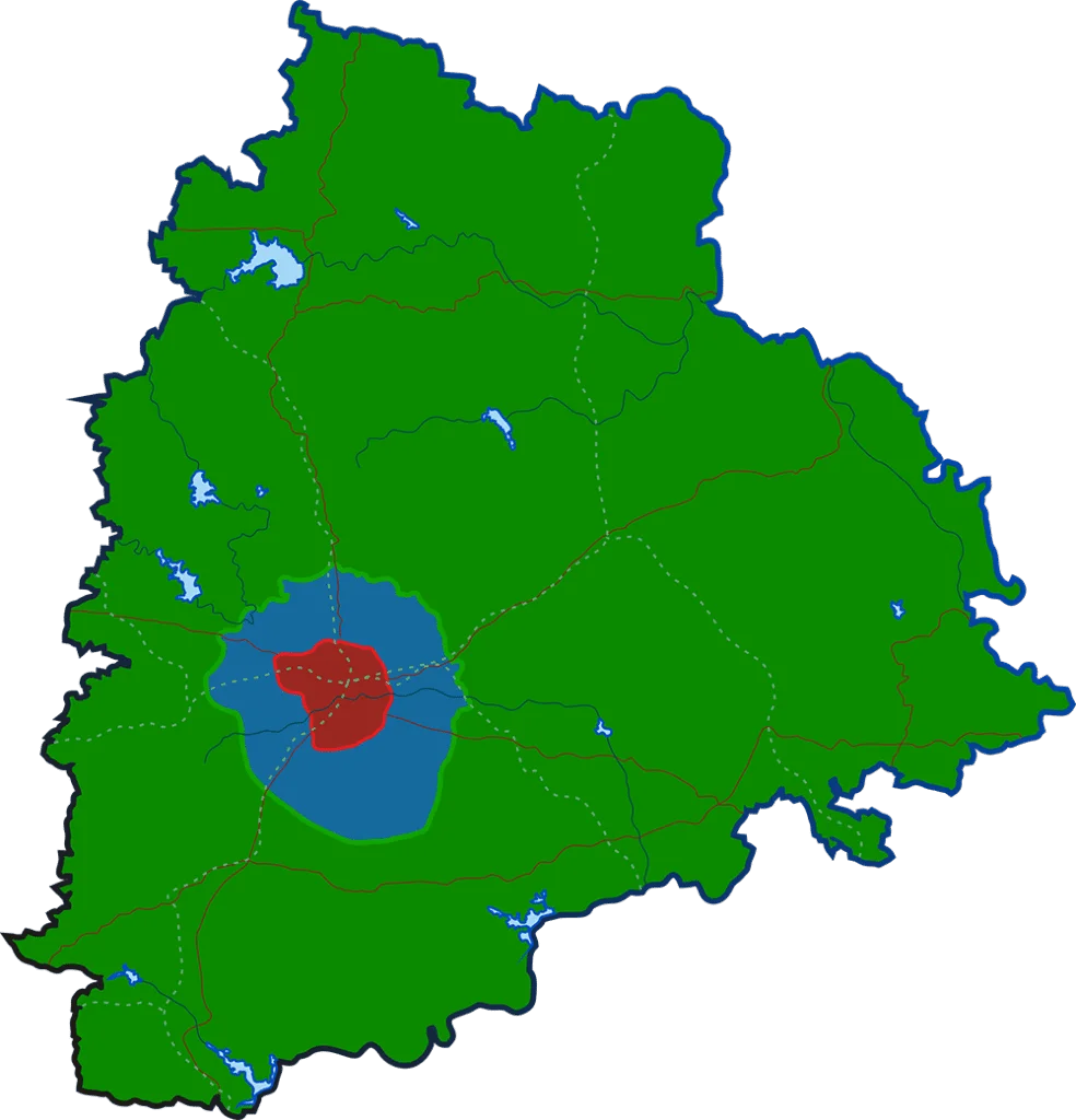 Map of Telangana showing where the testing laboratories are