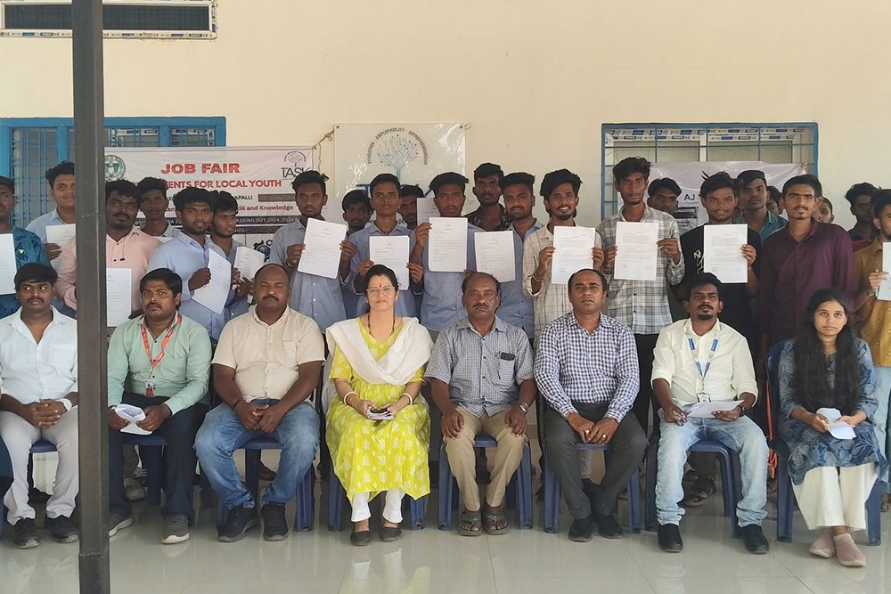 Students training on laptops through a TASK industry-academia programme in Telangana